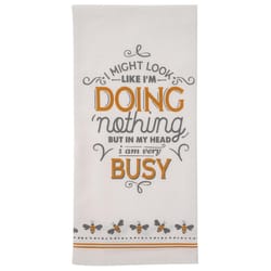 Karma White/Orange Cotton Very Busy Tea Towel 1 pk