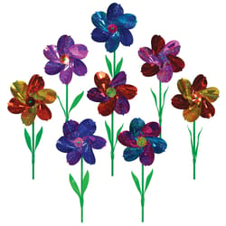 In The Breeze Multicolored Mylar 16 in. H Flower Pinwheels Garden Stake Spinner