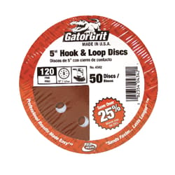 Gator 5 in. Aluminum Oxide Hook and Loop Sanding Disc 120 Grit Fine 50 pk