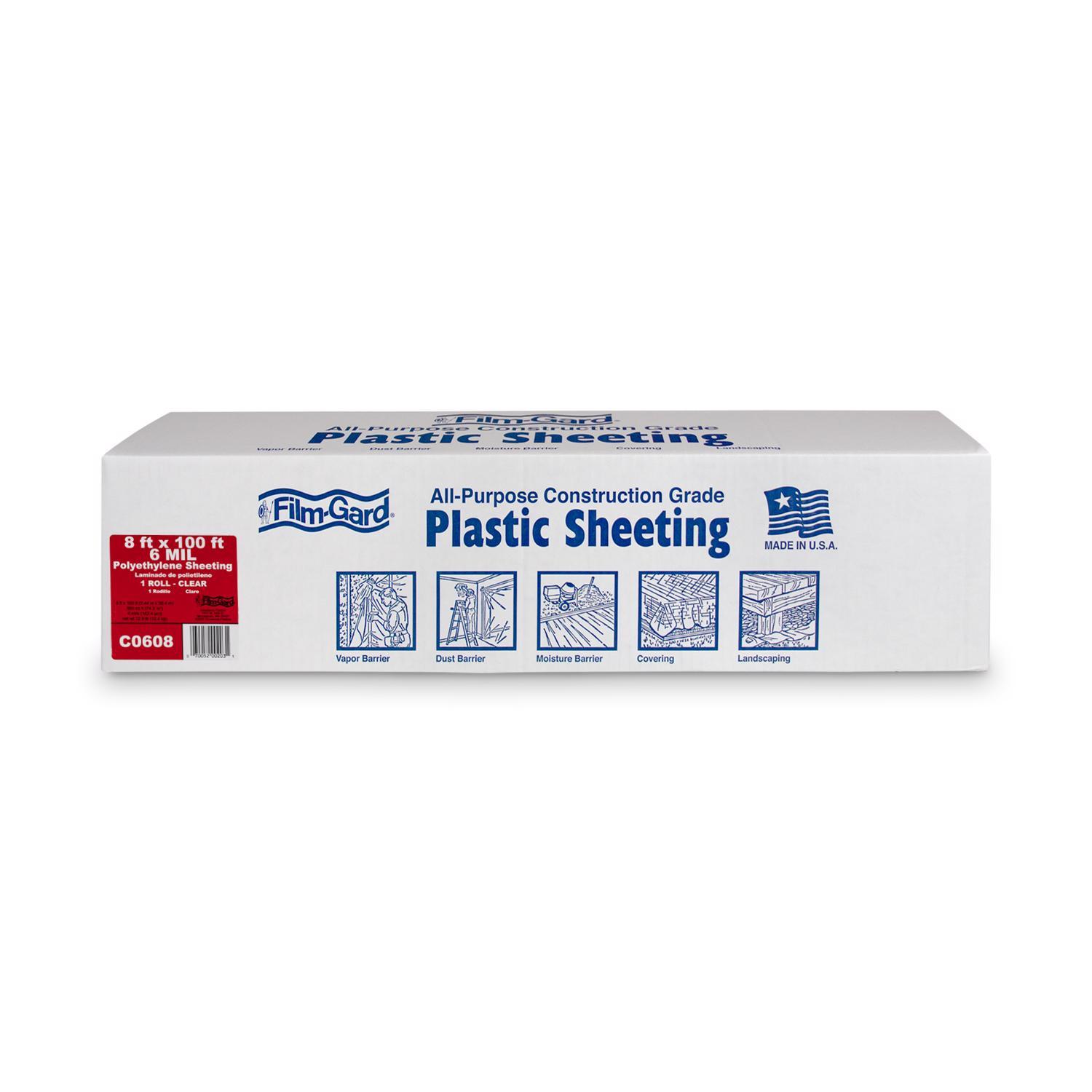 Film-Gard Plastic Sheeting 6 mil X 8 ft. W X 100 ft. L Polyethylene Clear 1 pk Uae Electronic uaeelectronic.com