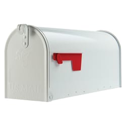 Gibraltar Mailboxes Elite Classic Galvanized Steel Post Mount White Mailbox