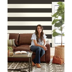 Magnolia Home by Joanna Gaines 27 in. W X 27 ft. L Surface Stripe Black/White Paper Wallpaper