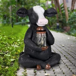 Exhart WindyWings Multicolored Plastic/Resin 11 in. H X 7 in. L X 8.5 in. W Cow with Firefly Jar Sta