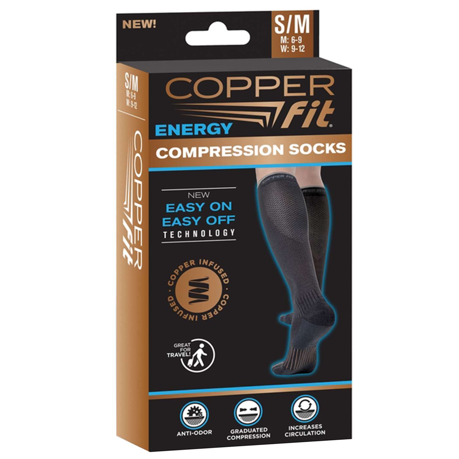 Copper Fit Energy Black Compression Socks 1 pk Ace Hardware