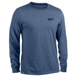 Milwaukee M Long Sleeve Men's Round Neck BLUE Hybrid Work Tee Shirt