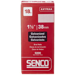 Senco 1-1/2 in. L X 18 Ga. Straight Strip Galvanized Brad Nails 5000 pk