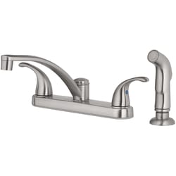 OakBrook Two Handle Brushed Nickel Kitchen Faucet Side Sprayer Included