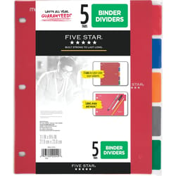 Five Star Assorted Binder Dividers 5 pk