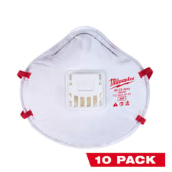 Milwaukee N95 Respirator Valved White One Size Fits All 10 pk