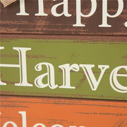 Glitzhome 8.85 in. Happy Harvest Block Set Fall Decor