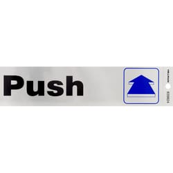 HILLMAN English Silver Push/Pull Decal 2 in. H X 8 in. W