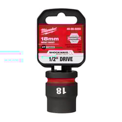 Milwaukee Shockwave 18 mm X 1/2 in. drive Metric/SAE 6 Point Standard Impact Socket 1 pc