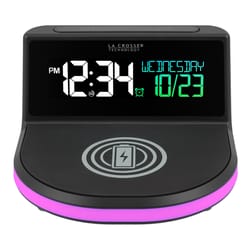 La Crosse Technology 4.97 in. Black Wireless Charging Alarm Clock Digital Plug-In