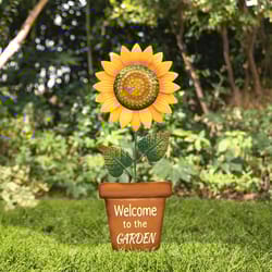 Glitzhome Multicolored Metal 36 in. H X 12 in. L X 1 in. W Sunflower Yard Stake