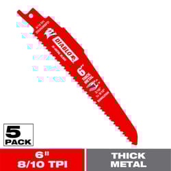 Diablo 6 in. Bi-Metal Thick Metal & Demolition Reciprocating Saw Blade 8/10 TPI 5 pk