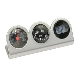 Custom Accessories Gray Compass Clock and Thermometer For Fit Most Vehicles 1 pk