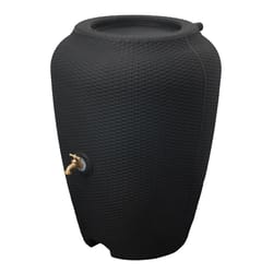Algreen Wicker Black 50 gal Rain Barrel Polyethylene