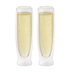 OGGI 6 oz Clear Borosilicate Glass Double Wall Champagne Flutes