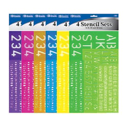 Bazic Products 8, 10, 20, 30 mm Plastic Old School Stencil 4 pk