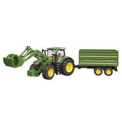 Bruder John Deere Tractor with Frontloader and Trailer Multicolored