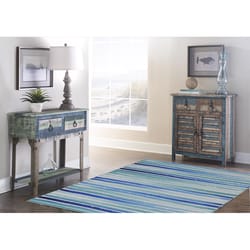 Linon Home Decor Rutgers 5 ft. W X 7 ft. L Blue/Cream Watercolor Brushstroke Polyester Accent Rug