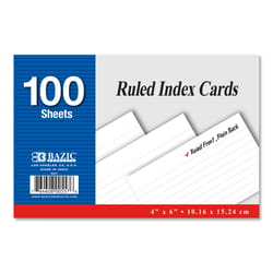 Bazic Products 4 in. H X 6 in. W Ruled Index Cards White 100 pk