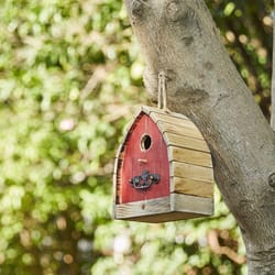 Glitzhome 8.5 in. H X 6.5 in. L Metal and Wood Bird House