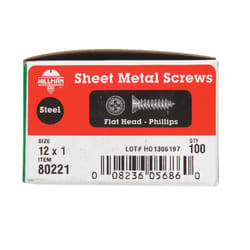 Hillman No. 12 X 1 in. L Phillips Flat Head Sheet Metal Screws 100 1 pk