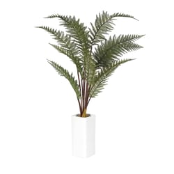 DW Silks 30 in. H X 20 in. W X 20 in. D Ceramic Fern Faux Plant White