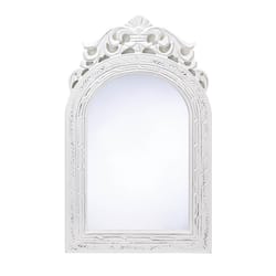 Accent Plus 20 in. H X 12.5 in. L White Fourish Accent Wood Wall Mirror