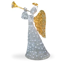 National Tree Company LED White 60 in. Angel with Trumpet Yard Decor