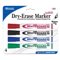 Bazic Products Low Odor Assorted Color Dry Erase Markers 4 pk