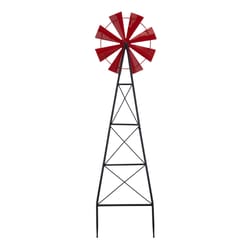 Glitzhome Red Metal 44 in. H X 12.25 in. L X 2 in. W Wind Spinner Yard Stake