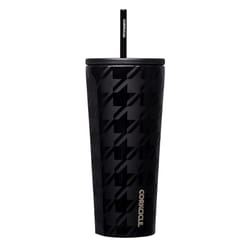 Corkcicle Cold Cup 24 oz Onyx Houndstooth BPA Free Insulated Straw Tumbler
