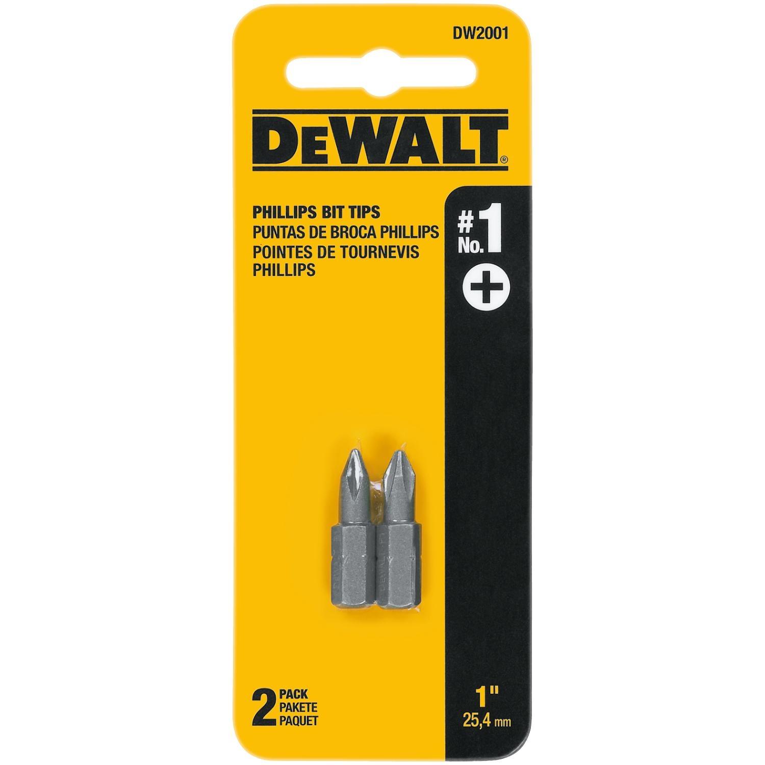 Photos - Drill Bit DeWALT Phillips #1 X 1 in. L Screwdriver Bit Heat-Treated Steel 2 pc DW200 