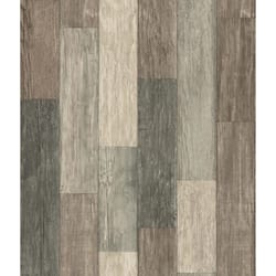 RoomMates 20.5 in. W X 16.5 ft. L Dark Weathered Plank Vinyl Peel and Stick Wallpaper