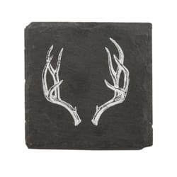 TWINE Rustic Holiday Antler Black Slate Coaster Set