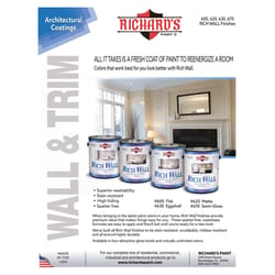 Richard's Paint Rich Wall Semi-Gloss Tint Base Interior Latex Wall+Trim Paint Interior 3 qt