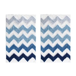 InterDesign 34 in. L X 21 in. W Blue Microfiber Polyester Bath Rug