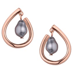 Montana Silversmiths Women's Elegant Aura Freshwater pearl Rose Gold Earrings One Size Fits Most