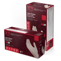 X3 Latex Disposable Gloves Large Ivory Powder Free 100 pk