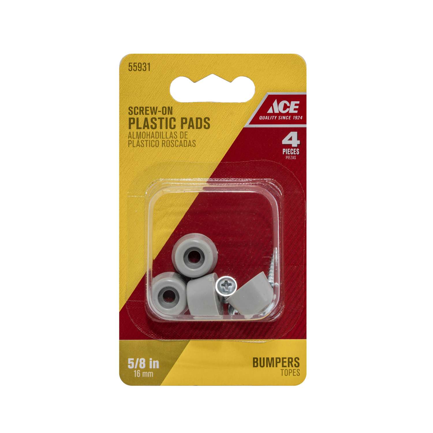 Ace Plastic Bumper Pad Gray Round 5/8 in. W 4 pk Ace Hardware