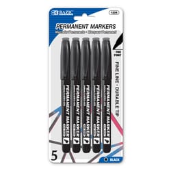 Bazic Products Black Fine Tip Permanent Marker 5 pk