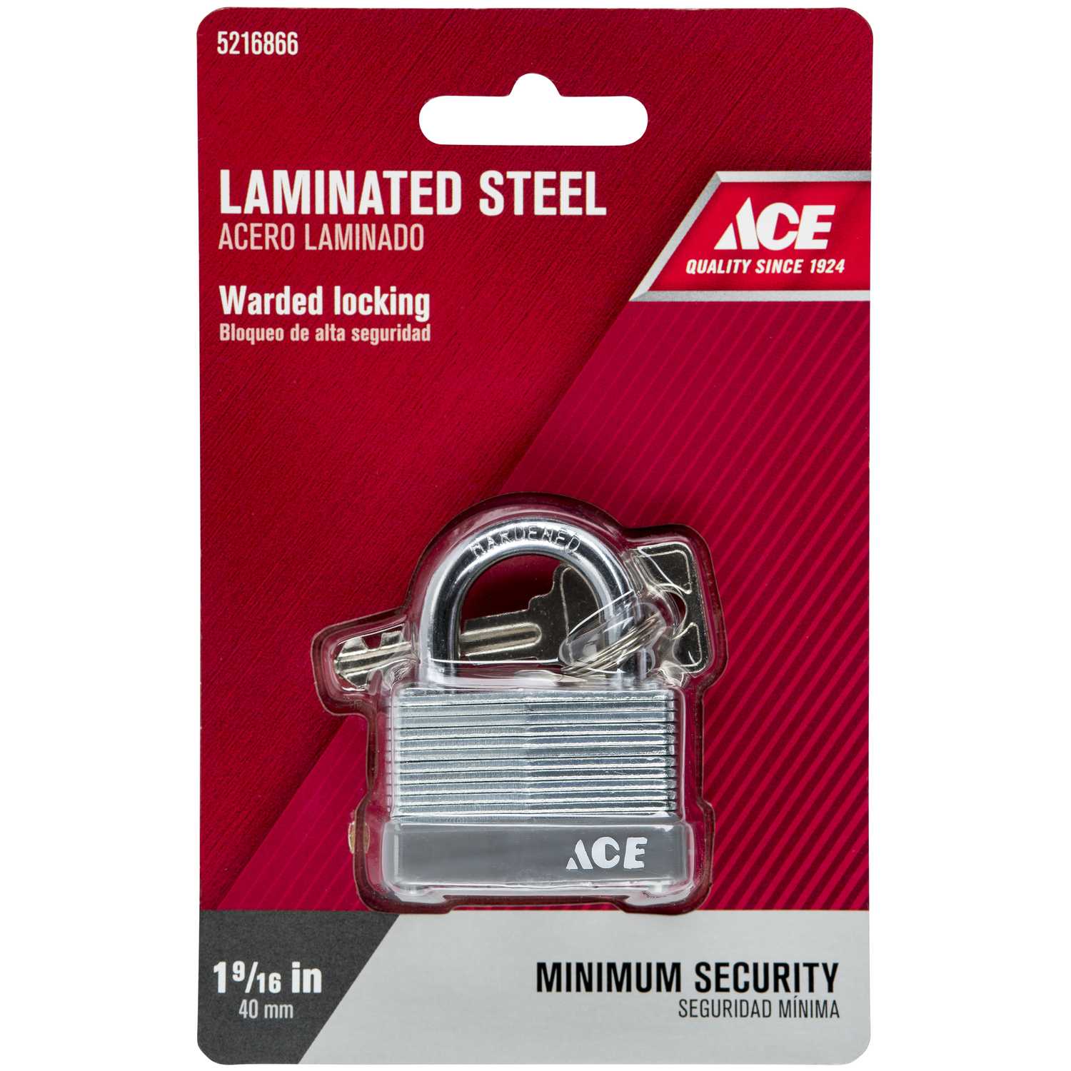Ace 1 in. H x 19/16 in. W x 7/8 in. L Laminated Steel Warded Locking