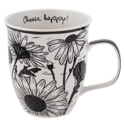 Karma Boho Black/White Ceramic Daisy Mug 3.7 in. D 1 pk