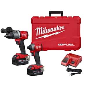 Milwaukee  M18 FUEL  Cordless  Brushless 2 tool Hammer Drill and Impact Driver Kit  18 volt 5 amps 