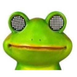 Luxe Light Decor Green Polyresin 12.4 in. H Frog with LCD Eyes Statue