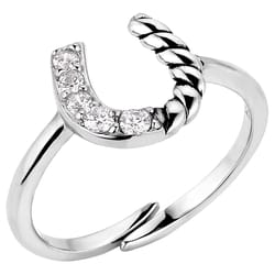 Montana Silversmiths Women's Crystal Horseshoe Round Silver Ring Water Resistant One Size Fits Most