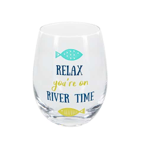 Twine Sit Back and Relax Stemless Wine Glass - Clear