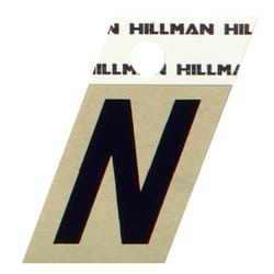 HILLMAN 1.5 in. Reflective Black Aluminum Self-Adhesive Letter N 1 pc